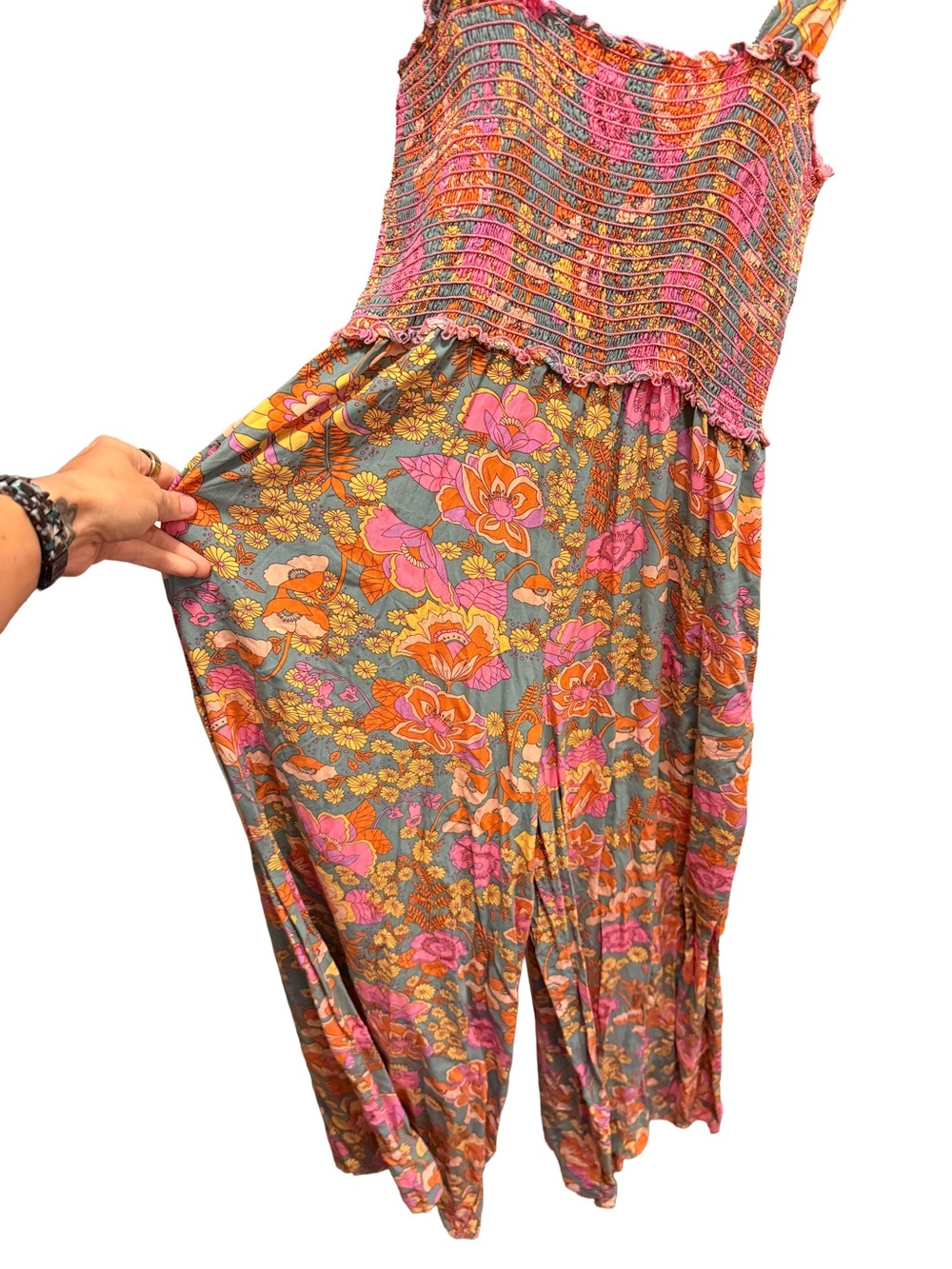 πΈ Natural Life Retro Floral Smocked Wide-Leg Jumpsuit πΈ - Picture 9 of 9